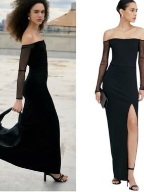 Marcella NYC Marian Dress Gown European Ponte Off Shoulder Size Large